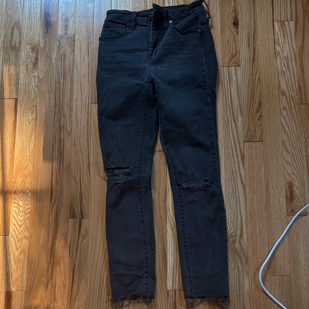 Madewell Black Distressed Skinny Jeans
